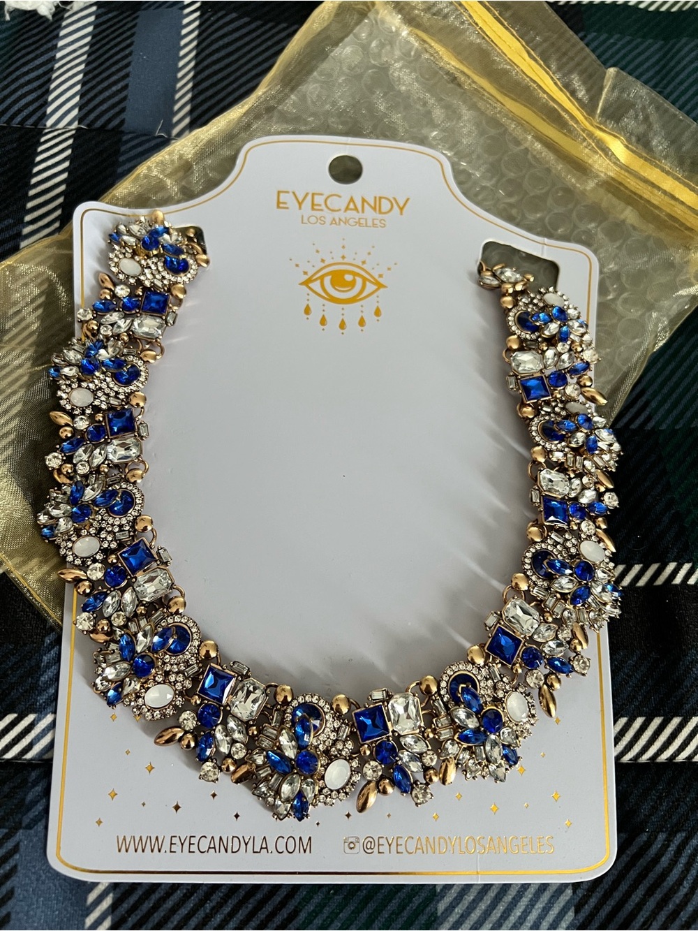 EyeCandy Los Angeles Blue Crystal Bib Necklace